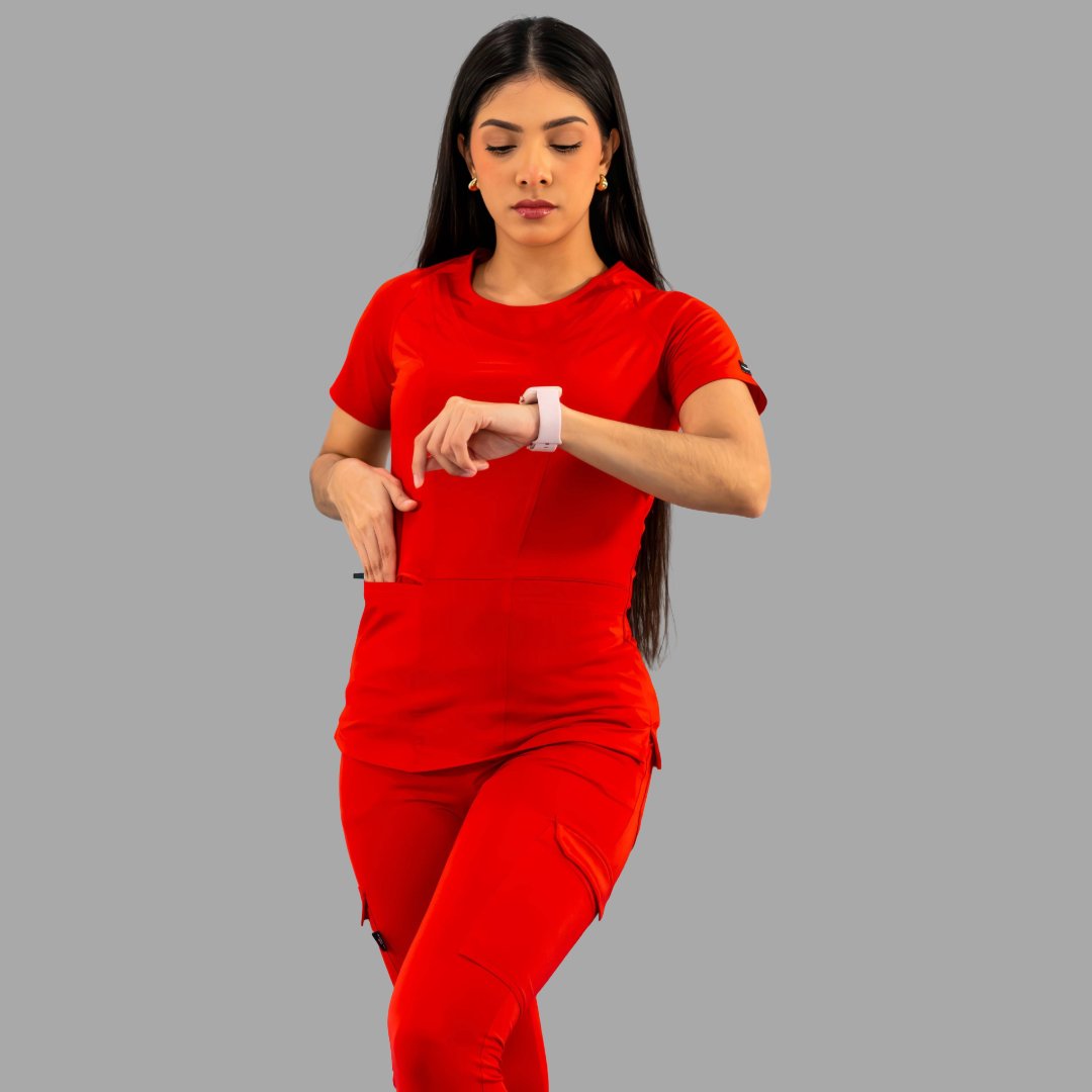 Women's Top 901 Red, Super Stretch Scrubs