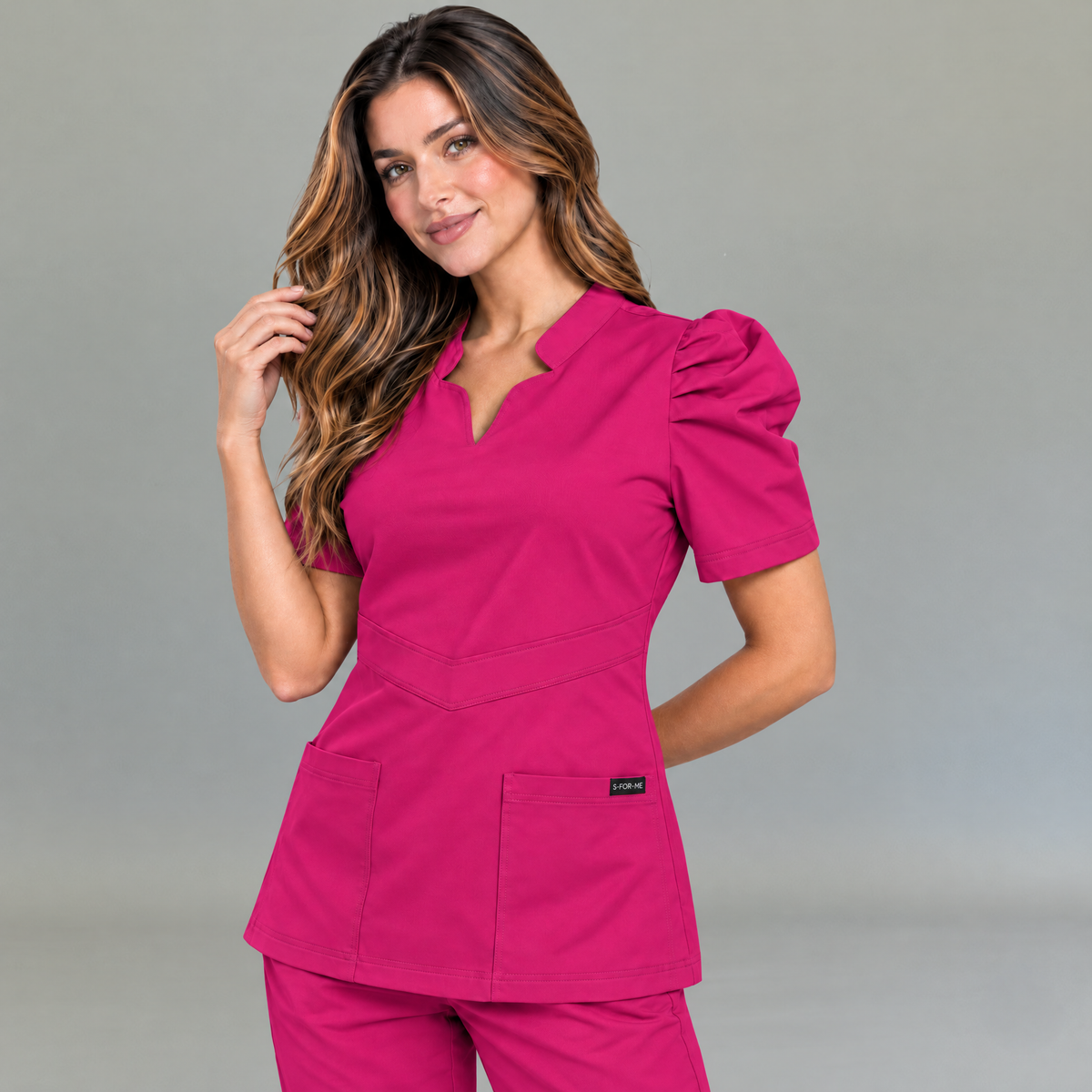 Women's Scrub Top 940 Fuchsia Super Stretch — view 1 de 4