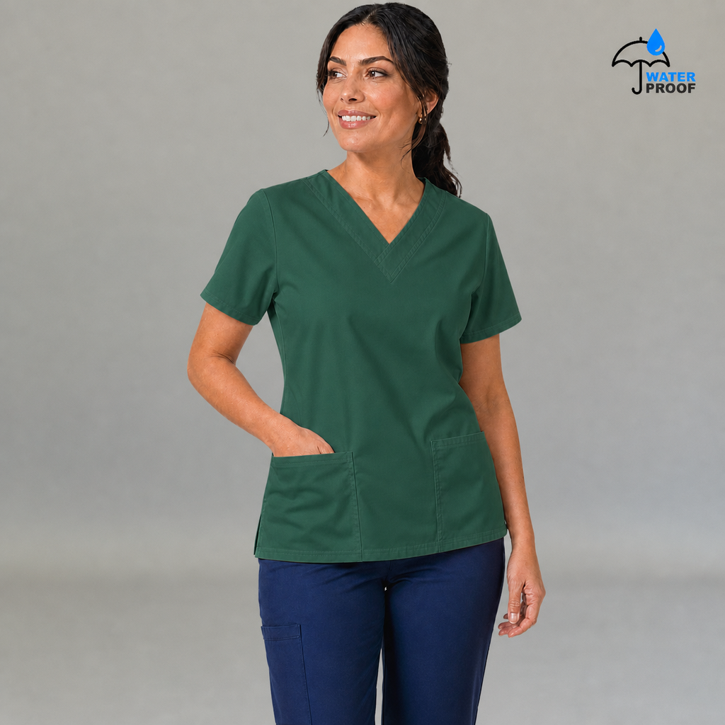 Women's Scrub Top 502 Bottle Green Lightweight