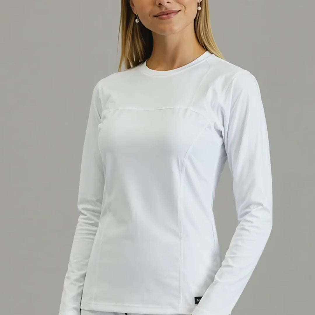 Women's Long Sleeve Underscrub | White Super Stretch