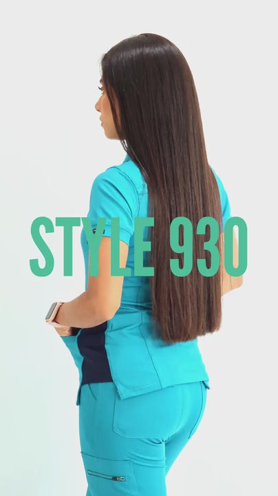 Women's Top 930 Teal Green/Navy Super Stretch, Scrubs 930