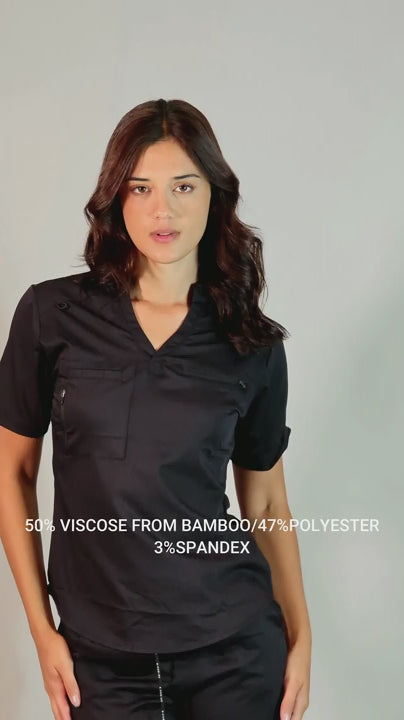 Women's Butter-Soft Touch Black Scrub Top Style 511