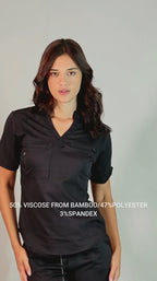 Women's Butter-Soft Touch Black Scrub Top Style 511