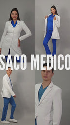 White Men's Medical Jacket | Fluid-Resistant | Slim Fit