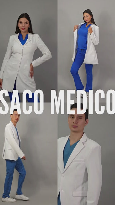 White Men's Medical Jacket | Fluid-Resistant | Slim Fit