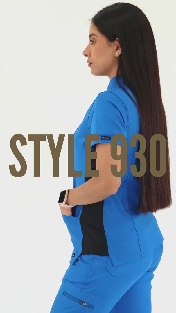 Women's Top 930 Royal Blue - Black Super Stretch, Scrubs 930