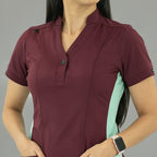 Women's Top 930 Maroon/Brook Green Super Stretch, Scrubs 930