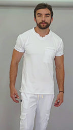 Men's Top 910 White Super Stretch, Scrubs 910