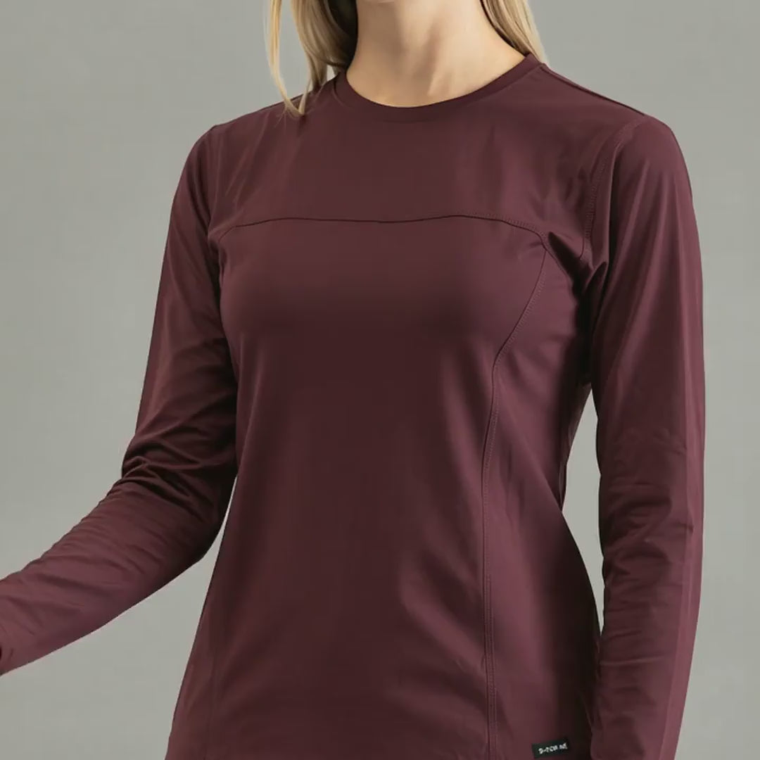 Women's Long Sleeve Underscrub | Maroon Super Stretch