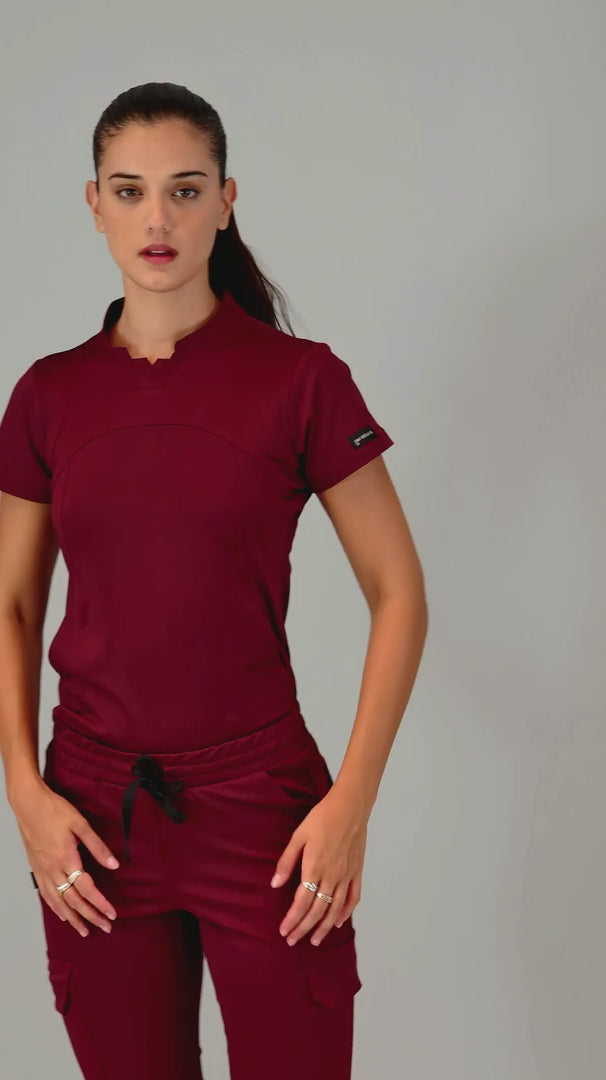 Women's Top 910 Maroon, Super Stretch Scrubs