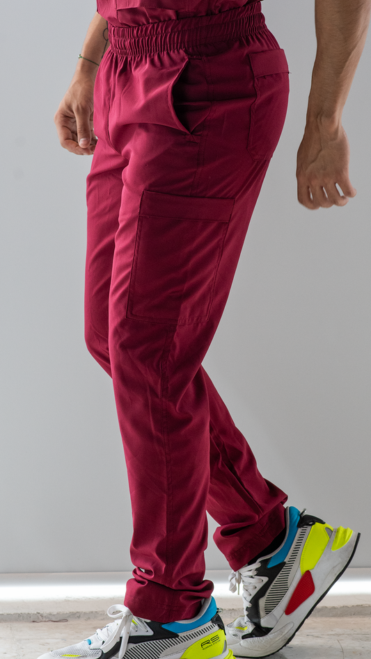 Men's Pants Burgundy 6 Pockets